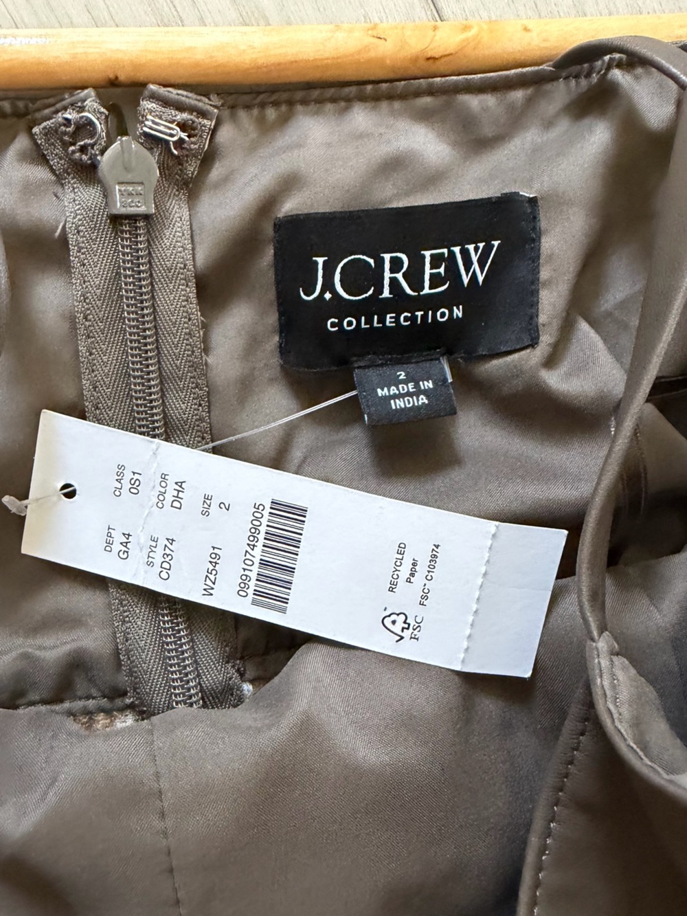 NWT J. Crew Collection Pleated Dress in Dark Hazel Faux Leather - Picture 5 of 5